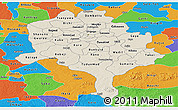 Shaded Relief Panoramic Map of Kano, political outside