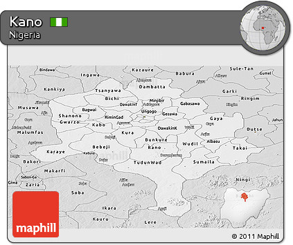 Silver Style Panoramic Map of Kano