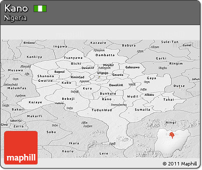 Silver Style Panoramic Map of Kano