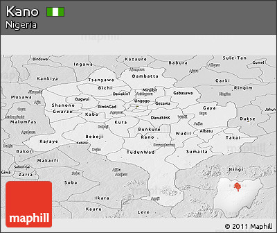 Silver Style Panoramic Map of Kano