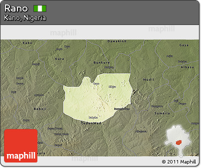 Physical 3D Map of Rano, darken