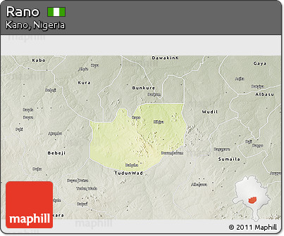 Physical 3D Map of Rano, semi-desaturated