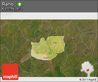 Satellite 3D Map of Rano, darken