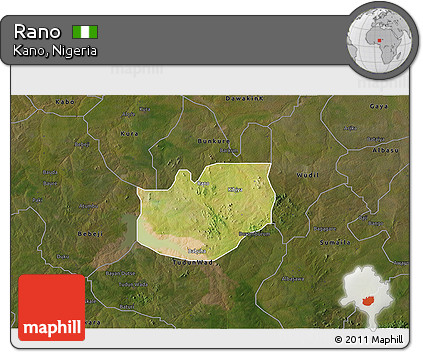 Satellite 3D Map of Rano, darken