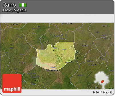 Satellite 3D Map of Rano, darken