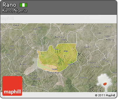 Satellite 3D Map of Rano, semi-desaturated