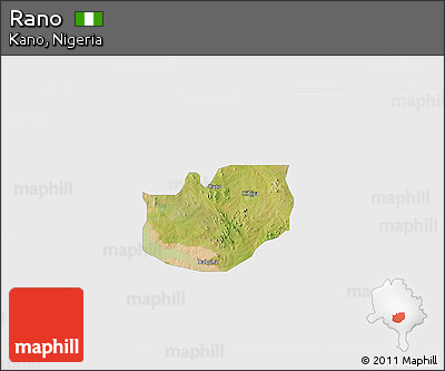 Satellite 3D Map of Rano, single color outside
