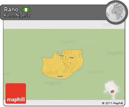 Savanna Style 3D Map of Rano, single color outside