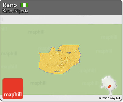 Savanna Style 3D Map of Rano, single color outside