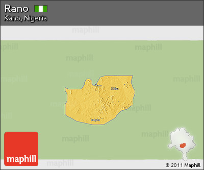 Savanna Style 3D Map of Rano, single color outside