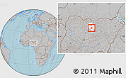 Gray Location Map of Rano, highlighted parent region, hill shading