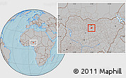 Gray Location Map of Rano, hill shading