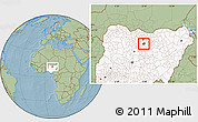 Savanna Style Location Map of Rano, highlighted country, hill shading