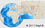 Shaded Relief Location Map of Rano, within the entire country