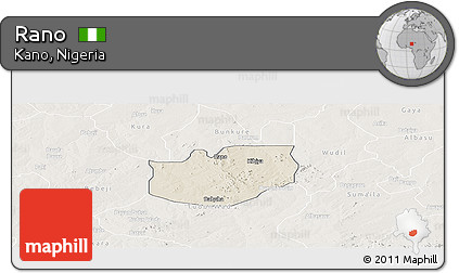 Shaded Relief Panoramic Map of Rano, lighten