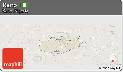 Shaded Relief Panoramic Map of Rano, lighten