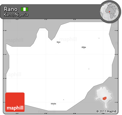 Gray Simple Map of Rano, single color outside