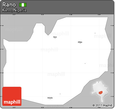 Gray Simple Map of Rano, single color outside