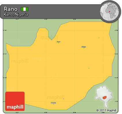 Savanna Style Simple Map of Rano, single color outside