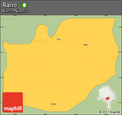 Savanna Style Simple Map of Rano, single color outside
