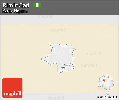 Classic Style 3D Map of RiminGad, single color outside