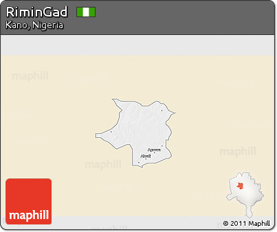 Classic Style 3D Map of RiminGad, single color outside
