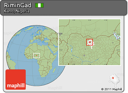 Savanna Style Location Map of RiminGad, highlighted parent region