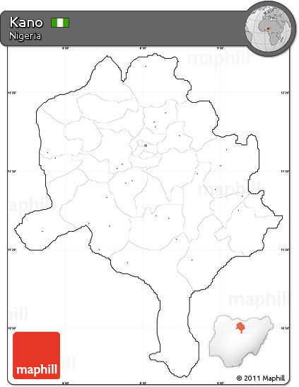 Blank Simple Map of Kano, cropped outside, no labels