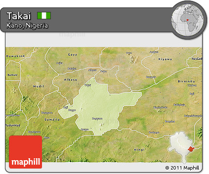 Physical 3D Map of Takai, satellite outside