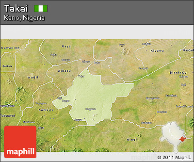 Physical 3D Map of Takai, satellite outside