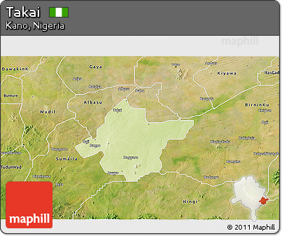 Physical 3D Map of Takai, satellite outside