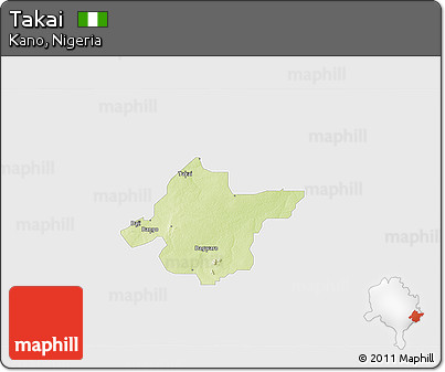 Physical 3D Map of Takai, single color outside