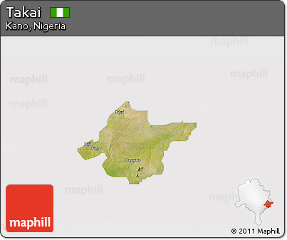 Satellite 3D Map of Takai, cropped outside
