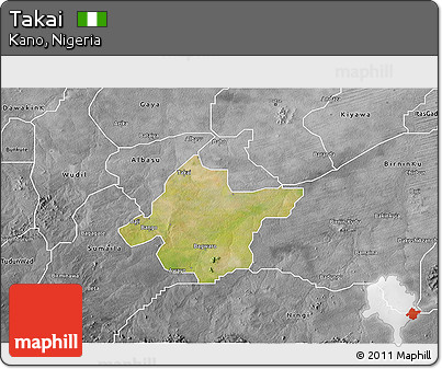 Satellite 3D Map of Takai, desaturated