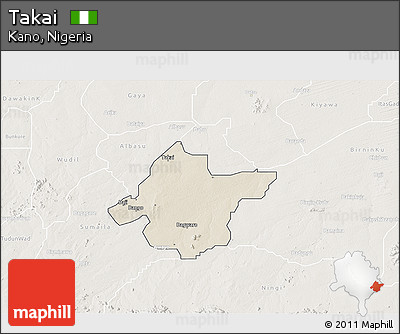 Shaded Relief 3D Map of Takai, lighten