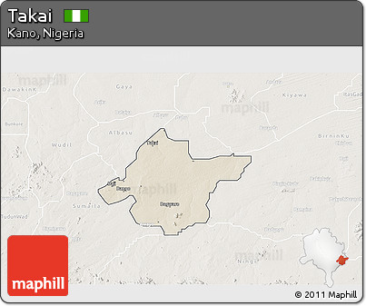 Shaded Relief 3D Map of Takai, lighten