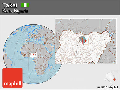 Gray Location Map of Takai, highlighted country, highlighted parent region, hill shading