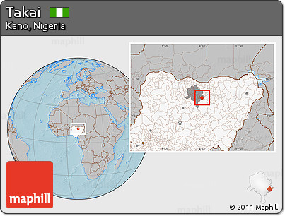 Gray Location Map of Takai, highlighted country, highlighted parent region, hill shading