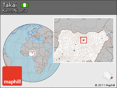 Gray Location Map of Takai, highlighted country, hill shading