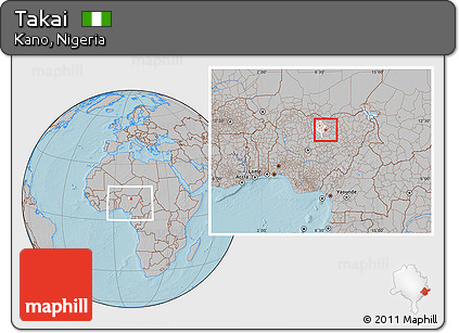 Gray Location Map of Takai, highlighted parent region, within the entire country, hill shading