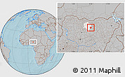 Gray Location Map of Takai, highlighted parent region, hill shading