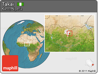 Satellite Location Map of Takai, highlighted parent region