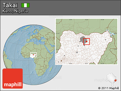 Savanna Style Location Map of Takai, highlighted country, highlighted parent region, hill shading