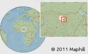Savanna Style Location Map of Takai, highlighted parent region, hill shading