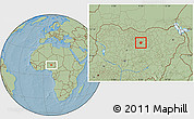 Savanna Style Location Map of Takai, hill shading