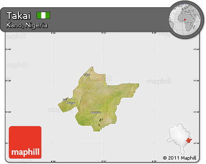 Satellite Map of Takai, single color outside
