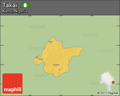 Savanna Style Map of Takai, single color outside