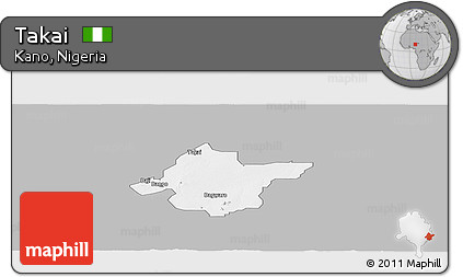 Gray Panoramic Map of Takai, single color outside