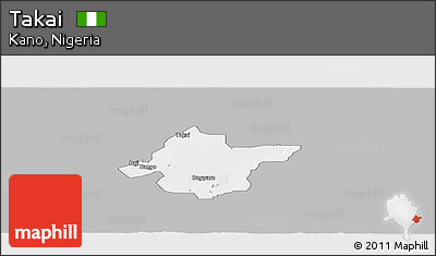 Gray Panoramic Map of Takai, single color outside