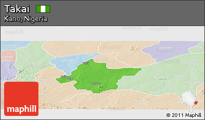 Political Panoramic Map of Takai, lighten